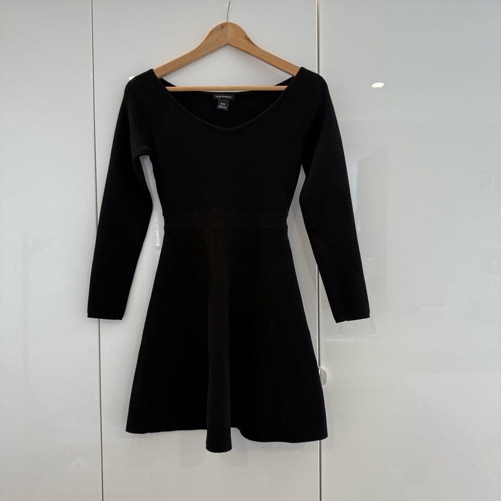 Club Monaco Black Fit and Flare Mini Dress